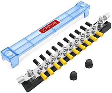 LENKRAD Power Distribution Bus Bar Block - 2 Stud & 5 Terminal, 100A, With Cover For Car Audio, Boat, Solar - View #5