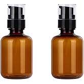 2PCS 120ml/4oz Empty Plastic Amber Pump Bottles Travel Bottles Refillable Cosmetic Makeup Lotion Pump Dispenser Container Storage Jars for Shampoo Conditioner Shower Soap Essential Oil