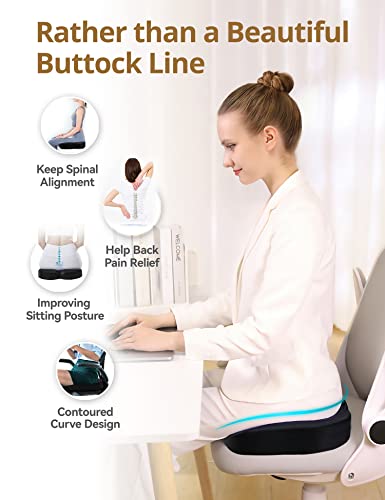 Travel Ease Memory Foam Coccyx Orthopedic Seat Cushion, Seat Cushion for Lower Back Pain and Sciatica Tailbone Pain Relief – Fit for Office Chair, Car Seat, Wheelchair (Black)