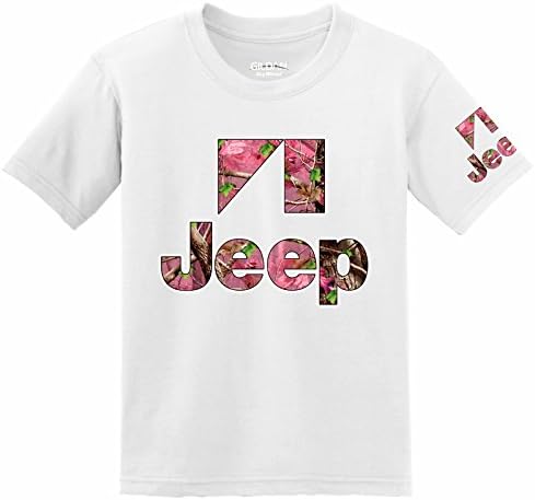 Jeep Pink Camo Logo with Sleeve T-Shirt, 4XL White