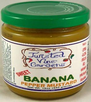 Sweet Banana Pepper Mustard with Fresh Peppers - 12oz jar by Twisted Vine Gardens