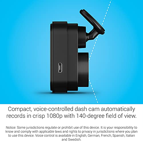 Garmin Dash Cam Mini 2, Tiny Size, 1080p and 140degree FOV, Monitor Your Vehicle While Away w