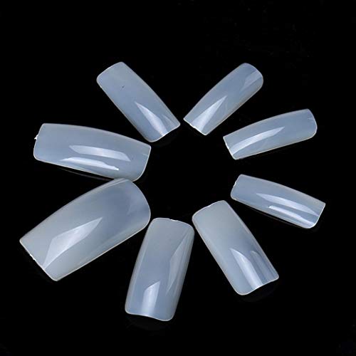 100Pcs False Nails Tips Practice Polish Gel Artificial Fake Nail Art Display Transparent (B)