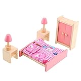 Wooden Doll House Furniture Set,Miniature Bathroom/Kid Room/Kitchen House Nursery House Furniture Dollhouse Decoration Accessories for Kids Toddlers Children Pretend Role Play Toy By Peradix(Bunk Bed)