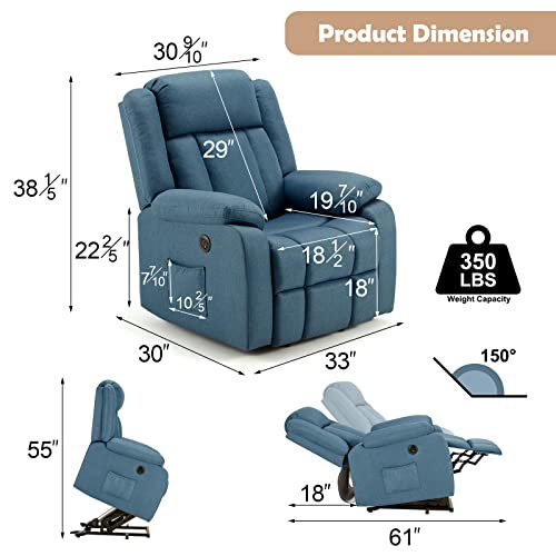 Vicluke Power Lift Recliner Chair with Massage and Heat for Elderly, Linen Fabric Electric