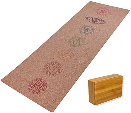Cork Hot Yoga Mat with Bamboo Yoga Block