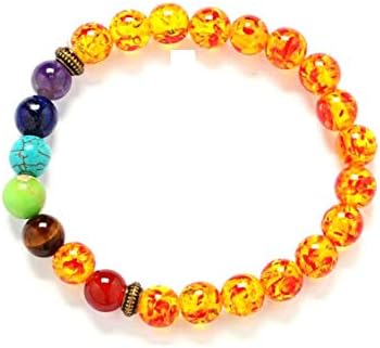 Pooja Gems 8 mm 7 Chakra Multi Colour Natural Agate Stone Bracelet