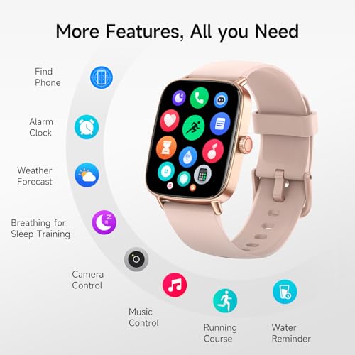 Smart Watch for Women, 1.85" HD Smartwatch Compatible iPhone/Samsung/Android (Answer/Make Calls), 100+ Sport Modes Fitness Tracker with Heart Rate/Sleep/SpO2 Monitor, IP68 Waterproof, with 2 Bands
