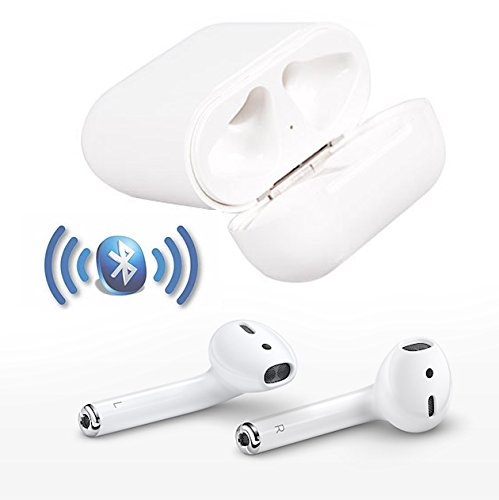 Wireless Bluetooth Ear Pods Earbuds Headphones Stereo TWS In-Ear Earpieces Earphones Noise Cancelling for Apple iPhone x 7 8 Plus Samsung Galaxy S7 S8  LG HTC IOS Android with Charging Case(White)