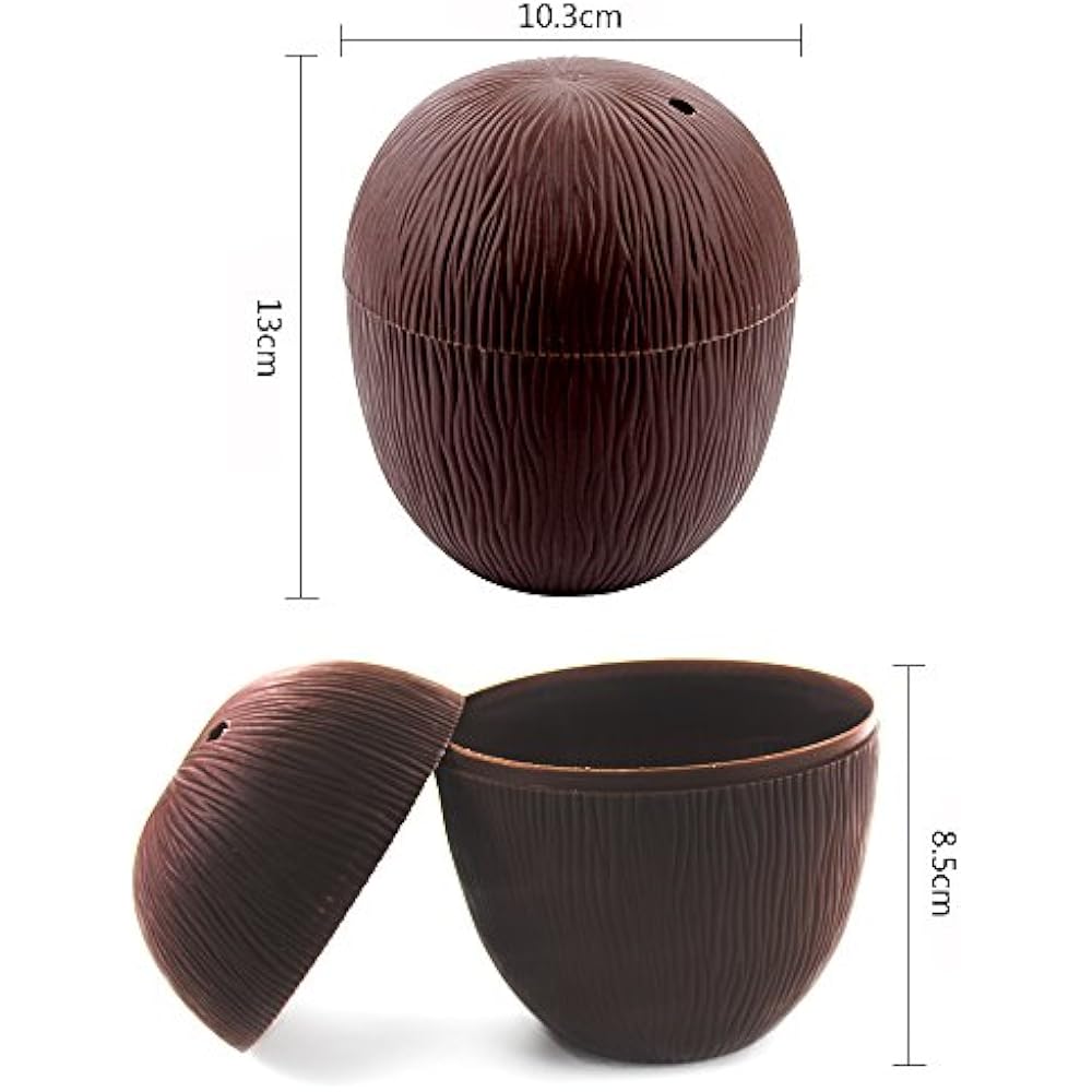 HEHALI 15pcs Plastic Coconut Cups Hawaiian Luau Party Drink Cups, Comes