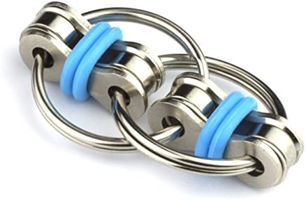 Flippy Stainless Steel Bike Chain Fidget Toys Relieve Your Stress, Anxiety, Boredom All at Your Finger Tips! Also Helps ADD, ADHD, Autism (Blue)