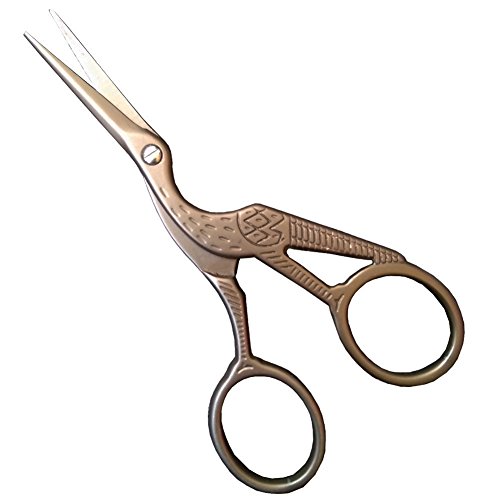 Plated Gold Crane Scissors Sewing Classic Stork Scissors Embroidery Crafe Small Scissors for Needle Work (bronzy)