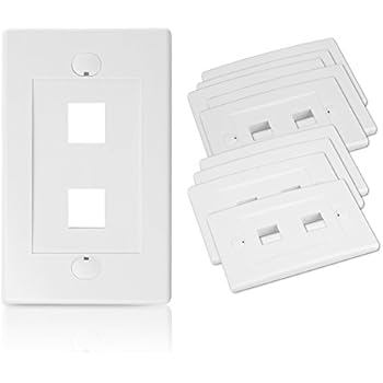 Cable Matters [UL Listed] (10 Pack) Wall Plate with 2-Port Keystone Jack in White