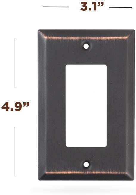 Pack of 4 Wall Plate Outlet Switch Covers by SleekLighting | Decorative oil rubbed bronze | Variety of Styles: Decorator/Duplex/Toggle / & Combo | Size: 1 Gang Decorator - - 