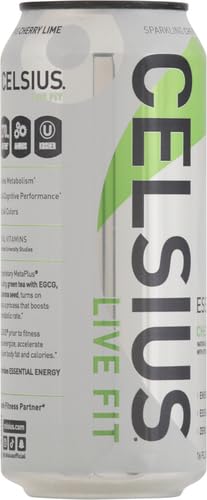 CELSIUS ESSENTIALS, SPARKLING CHERRY LIMEADE, PERFORMANCE ENERGY DRINK 16 FL OZ