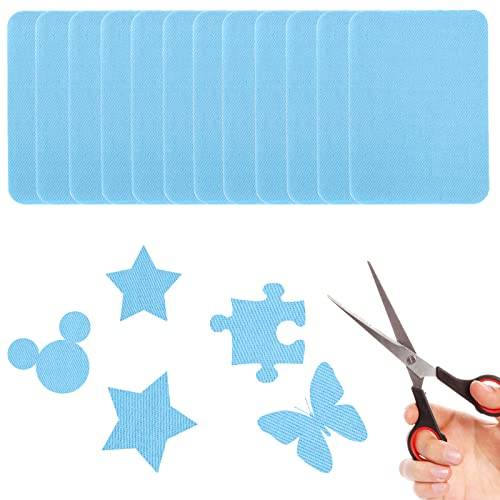 GYGYL 12Pcs 100% Cotton Iron-on Patches, Repair Patches for Clothing, Iron on for Inside Jeans and Clothing Repair (Sky Blue )