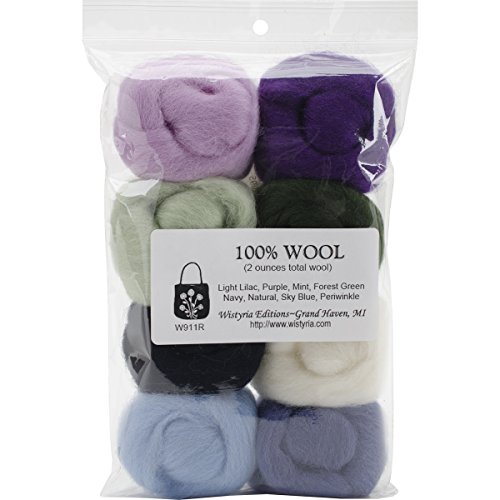 Wistyria Editions Wool Roving (8 Pack), .25oz, Hydrangeas