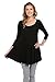 Frumos Womens Tunic 3/4 Sleeve Tunic Top LA-Black 3X-Large