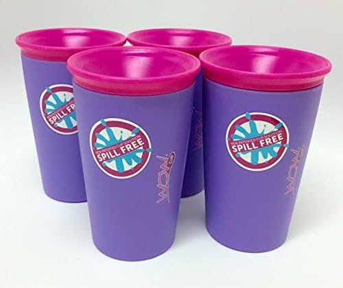 Wow Cup for Kids - NEW Innovative 360 Spill Free Drinking Cup - BPA Free - 9 Ounce (4 Pack, Purple)
