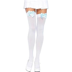 NUFIWI Women Thigh High Socks with Bow Over the Knee Long Stockings Knee High Opaque Long Stocking Leggings
