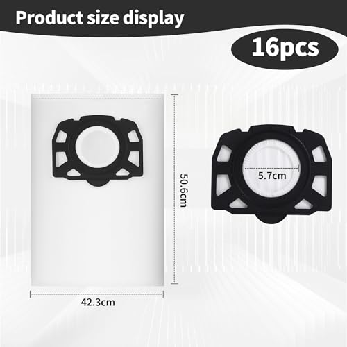 KFI 357 Vacuum Cleaner Bags for Kärcher WD2 Plus / WD3 / WD3 Battery / KWD1-3 / WD3.200 / SE4001 / SE4002 - Extremely Tear Resistant Replacement Bags 2.863-314.0 Pack of 16