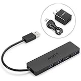 Anker Ultra Slim 4-Port USB 3.0 Data Hub with 12W Power Adapter / USB Wall Charger Included