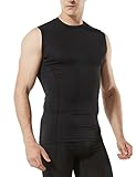 TSLA TM-MUA05-KLB_Large Men's R Neck Sleeveless Muscle Tank Dry Compression Baselayer MUA05