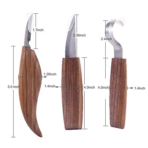 Wood Carving Tools,Spoon Carving Hook Knife, Wood Carving Whittling Knife, Chip Carving Detail Knife, Leather Strop and Polishing Compound for Woodworking Spoon Carving