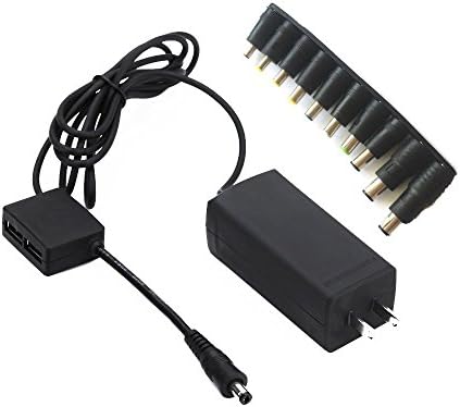 Cakin 65W Mini Universal palm size Laptop Adapter With 10 tips, With 2 USB Charger Port (M Black)