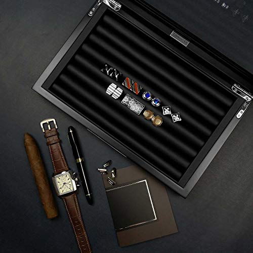 Lifomenz Co Wood Cufflink Box with Glass Window Cufflink Display Case