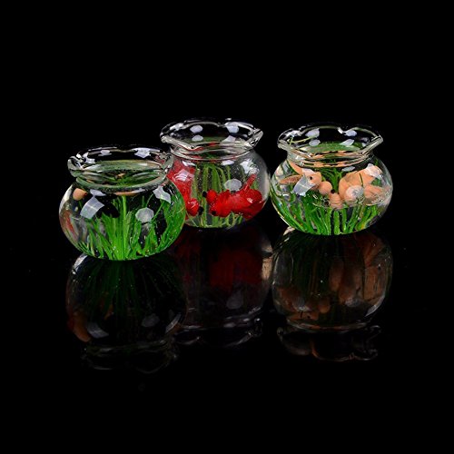 AkoMatial Dollhouse Furniture Accessories, Mini Decoration Resin Miniature Fish Tank Accessory Toy for 1/6 1/12 Dollhouse - Yellow