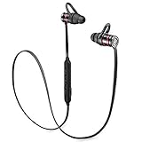 BSS Wireless Headphones Bluetooth 4.1 Lightweight Stereo IPX5 Bluetooth Earbuds slim with Magnetic Connection NANO Coating Sweatproof Sports Headset with Metallic Housing Built-in Mic (Black)