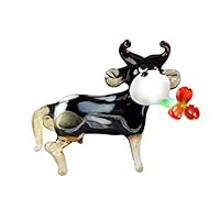 Cow Small Glass Figurine Hand-Blown Art Collectible Figures