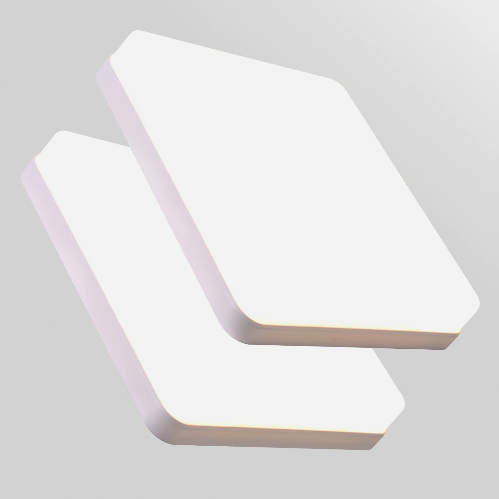 Eyesgood 2 Packs LED Bathroom Ceiling Lights 6500K 36W Square Flush Mount Office Ceiling Light Kitchen Modern White 3240LM IP44 Waterproof for Bedroom Living Room Ultra Thin