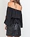 Relipop Women's Off Shoulder Tops Long Sleeve Shirt Strapless Casual Blouses (Large, Black)