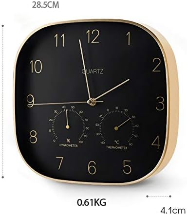 PEACHIEZ Wall Clock- New Silent Quartz Metal Wall Clock Thermometer Hygrometer Quiet Scan Movement No-Ticking Home Art Decoration Clocks