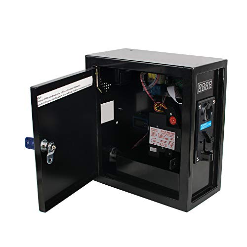 Pevor Coin Operated Timer Control Power Supply Box Coin Acceptor Programmable Control Coin Acceptor Multi Coin Selector for Vending Machine Electronicial Device 110V USA Warehosue (Black)