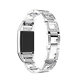 For Fitbit Charge 2 Bands, Forthery Replacement Metal Adjustable Bracelet Bands for Fitbit Charge 2 Smart Watch (Silver)