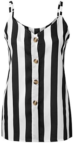 Women Summer Tops Women's Button Down V Neck Strappy Tank Tops Loose Casual Sleeveless Shirts Blouses
