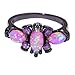 CiNily Black Gold Plated Purple Opal and Amethyst Ring for Women Ladies Big Gemstone Gothic Ring Jewelry Gift Size 9