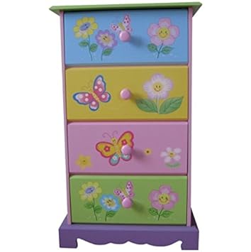 4 Drawer Butterfly Garden Kiddie Chest Of Drawers In Pink