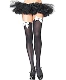 Leg Avenue 6255Q Women's Plus Size Opaque Thigh High Stockings With Satin Bow