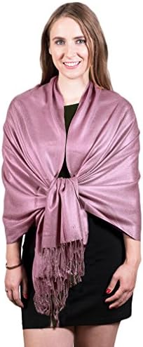 Fashmina Pure Solid Pashmina Shawl Scarf - Silky soft, Opaque -Mauve