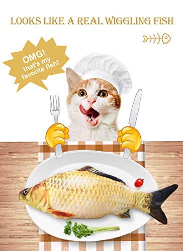 Leven Moving Fish Cat Toy, Electric Cat Kicker Toy, Realistic Flopping Fish Simulation, Wiggle Fish Catnip Toys, Motion Activated Kitten Toy, Plush Interactive Cat Toys, Kitty Toy for Cat Exercise