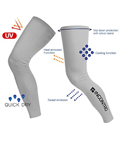 Sun protective UV resistang Compressiong Cooler Cooling Sleeves leg warmer for outdoor sports golf cycling (Grey)