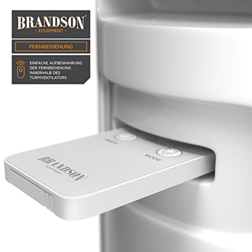 [- Brandson - Turmventilator mit Fernbedienung | Oscillating Tower Fan | 45W | 3 Geschwindigkeitsst