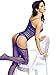 Amoretu Womens Striped Lingerie Fishnet Bodysuits Crotchless Bodystocking Blue
