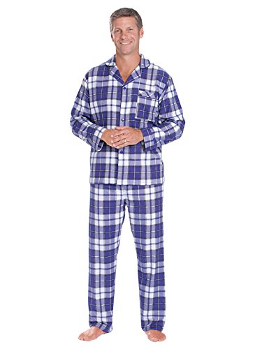Men's Flannel Pajamas, Color Blue, Size LG
