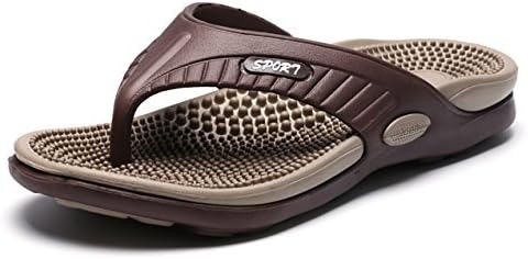 NiNE CiF Mens Message Flip Flops Outdoor Beach Pool Slippers Sandals (11.5, Brown)