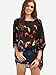 Floerns Women's Batwing Sleeve Loose Print Chiffon Sheer Blouse Top Black M